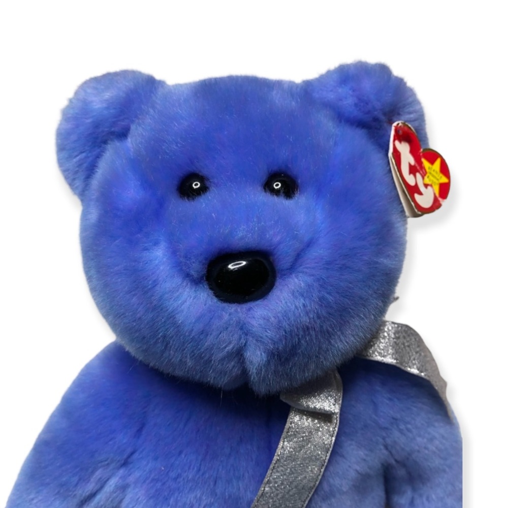 TY BEANIE BUDDIES Clubby II Blue Teddy Bear Plush Large With Ear Tag